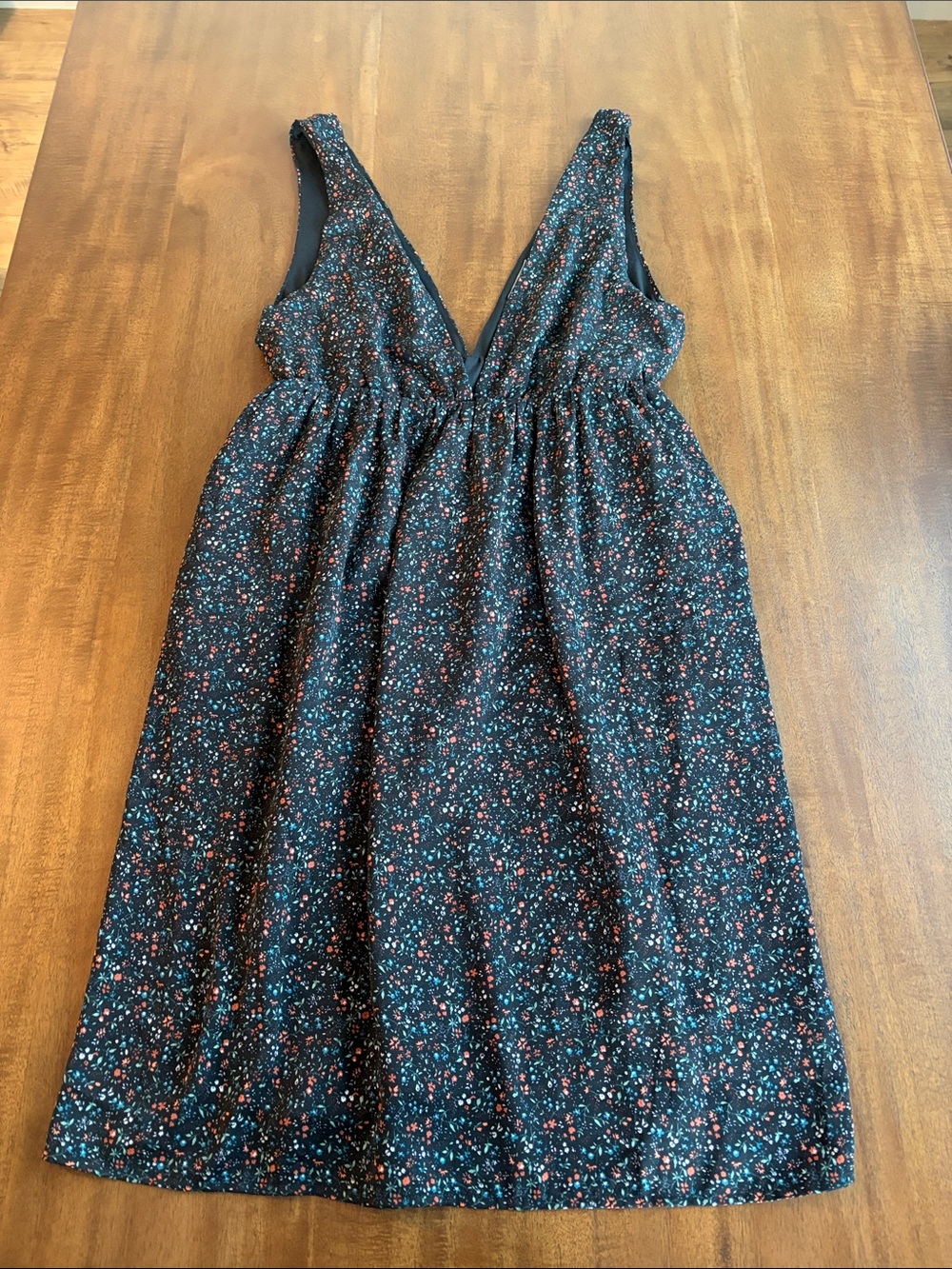 Polagram Black Midi Dress with Red & Teal Floral Print